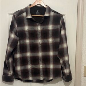 Kuhl Brown and White Mens Flannel Shirt Medium excellent condition
